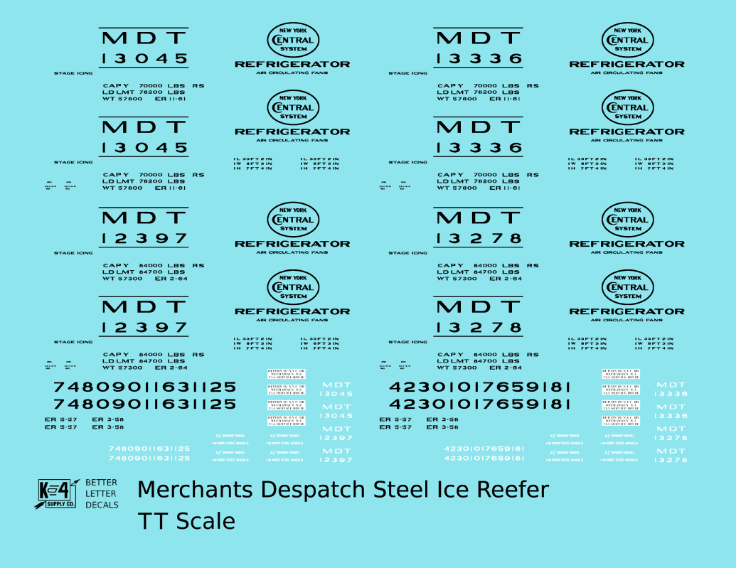 Merchants Despatch MDT NYC Steel Ice Reefer Black Gothic Lettering