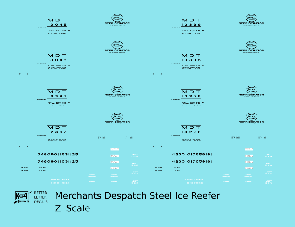 Merchants Despatch MDT NYC Steel Ice Reefer Black Gothic Lettering
