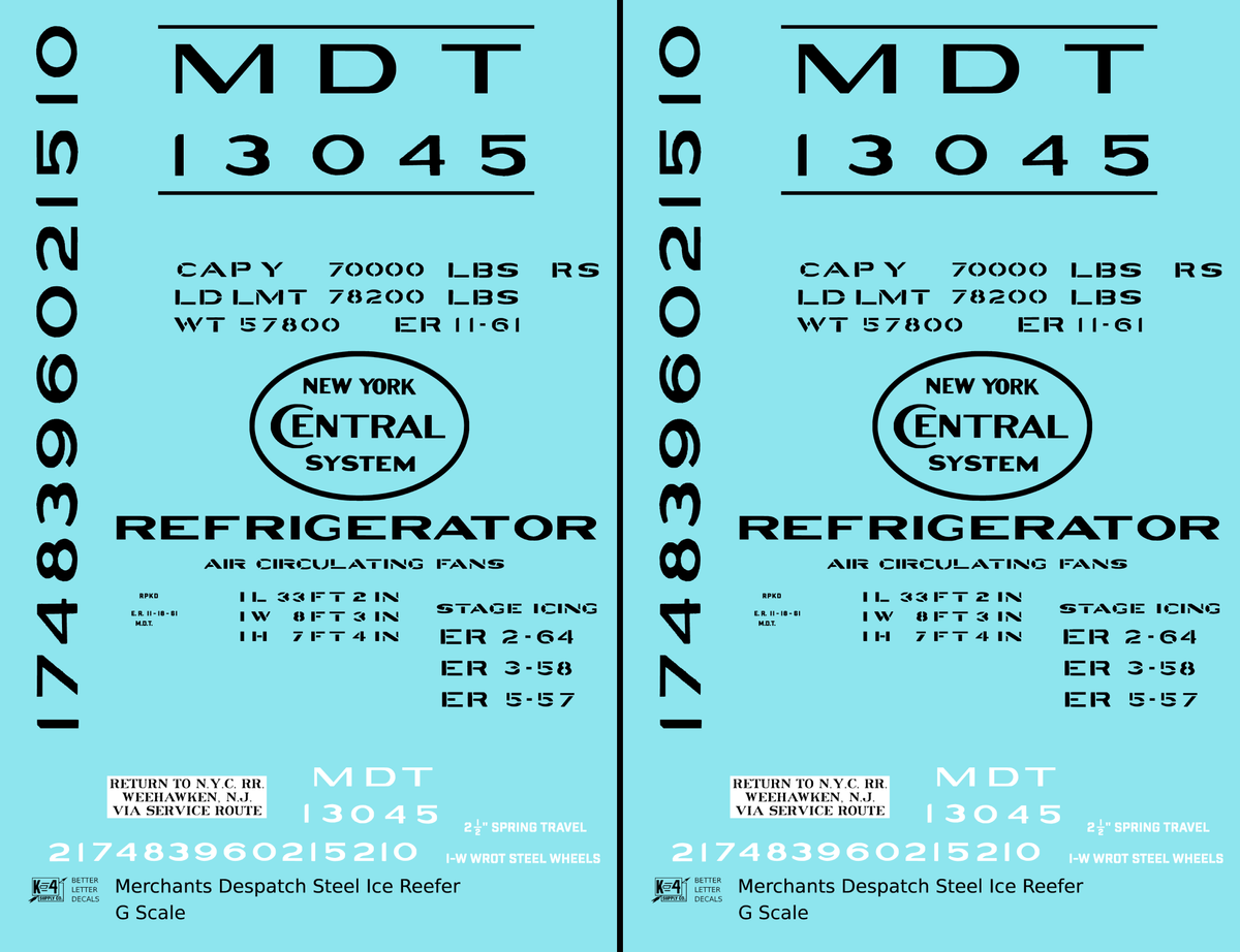 Merchants Despatch MDT NYC Steel Ice Reefer Black Gothic Lettering