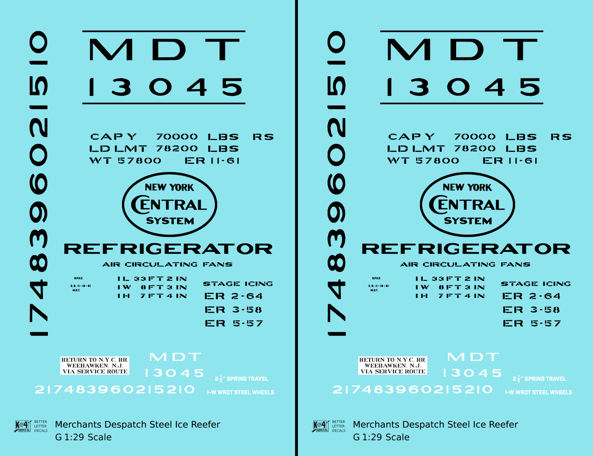 Merchants Despatch MDT NYC Steel Ice Reefer Black Gothic Lettering