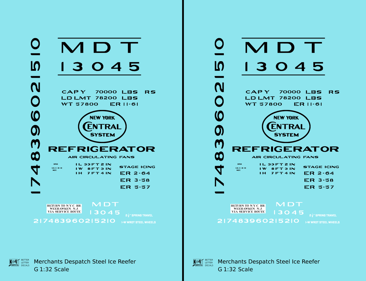 Merchants Despatch MDT NYC Steel Ice Reefer Black Gothic Lettering