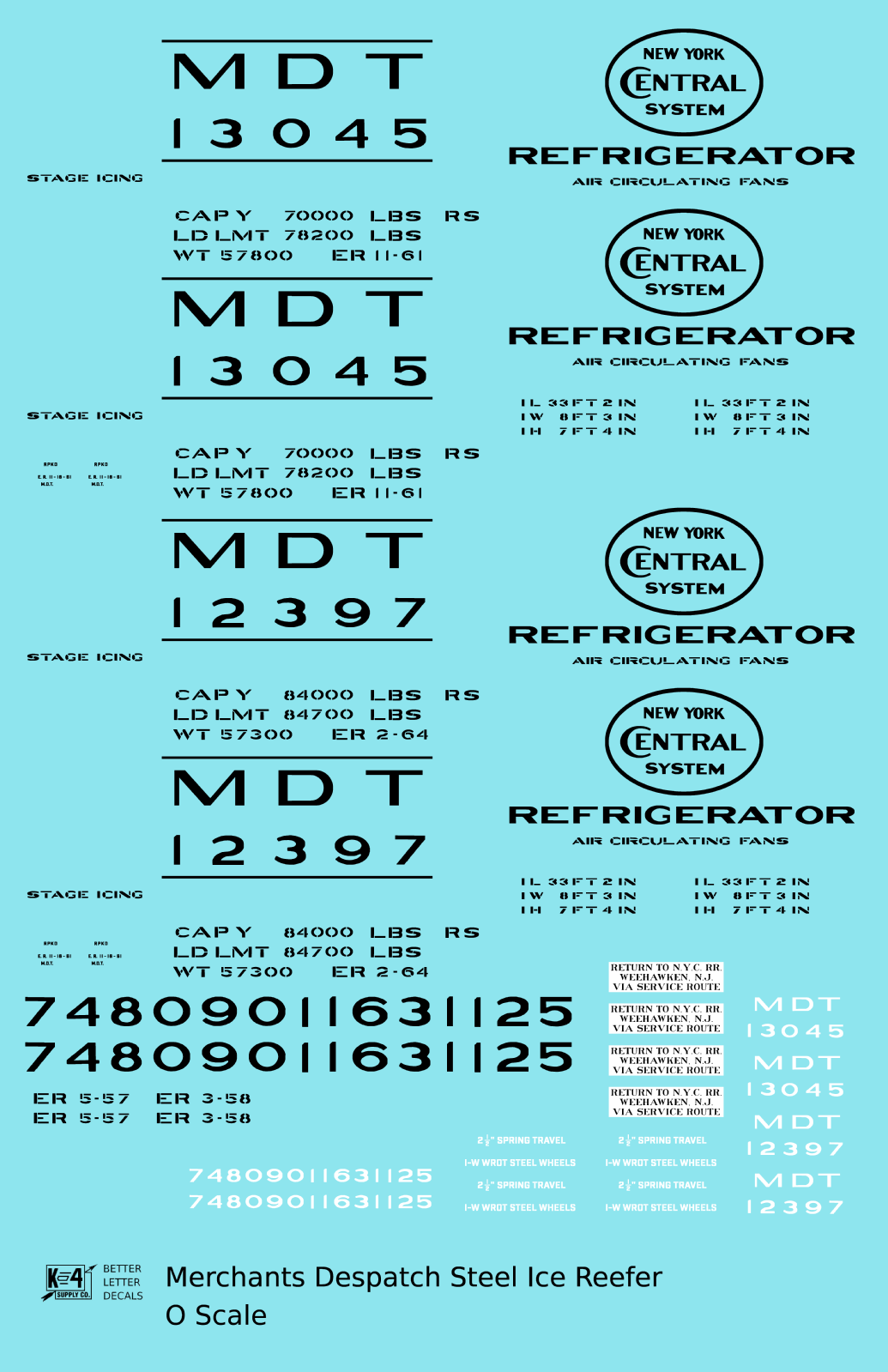 Merchants Despatch MDT NYC Steel Ice Reefer Black Gothic Lettering