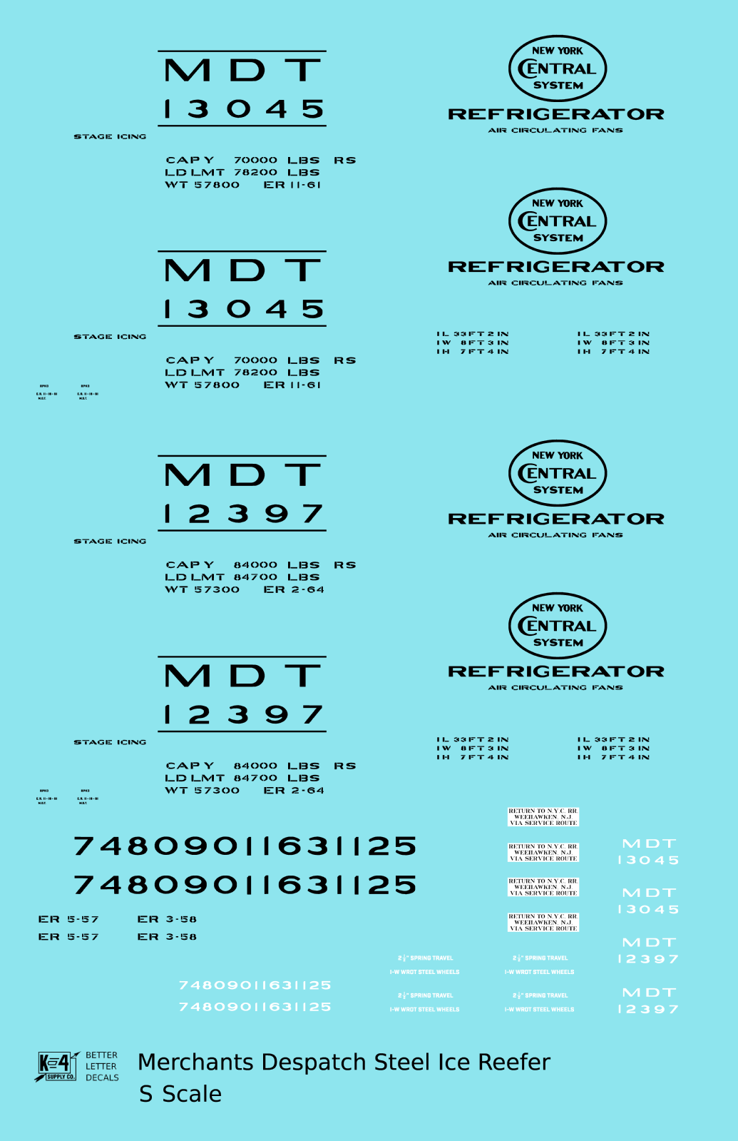 Merchants Despatch MDT NYC Steel Ice Reefer Black Gothic Lettering