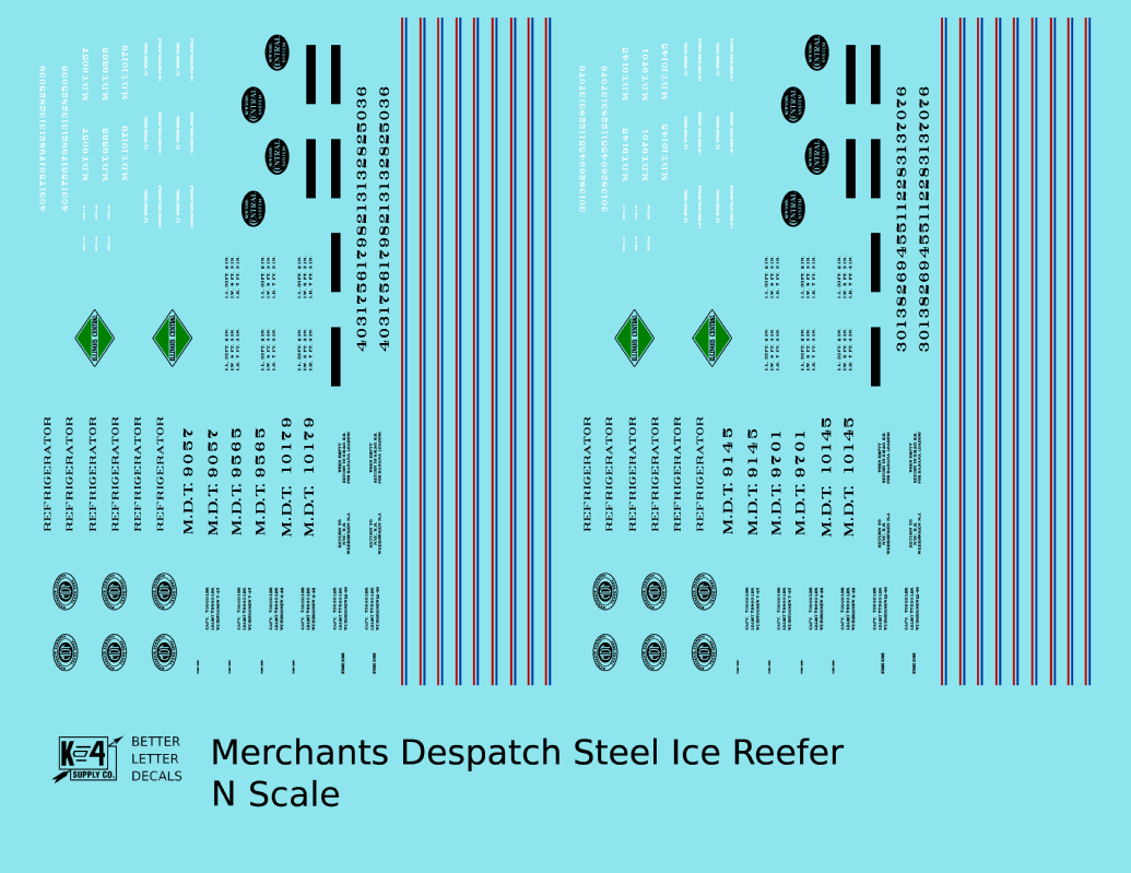 Merchants Despatch MDT NYC IC Steel Ice Reefer  Roman Lettering