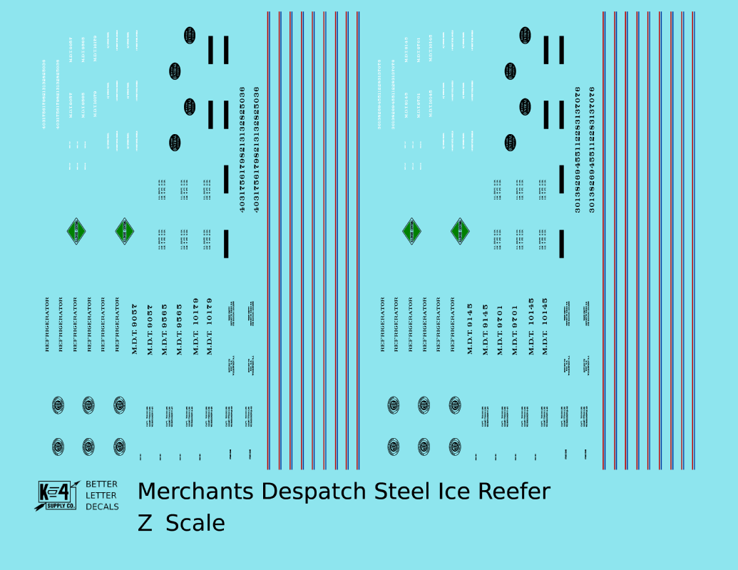 Merchants Despatch MDT NYC IC Steel Ice Reefer  Roman Lettering