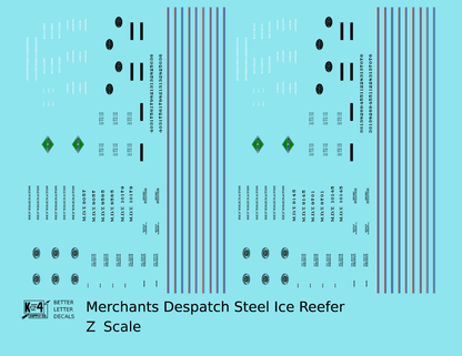 Merchants Despatch MDT NYC IC Steel Ice Reefer  Roman Lettering