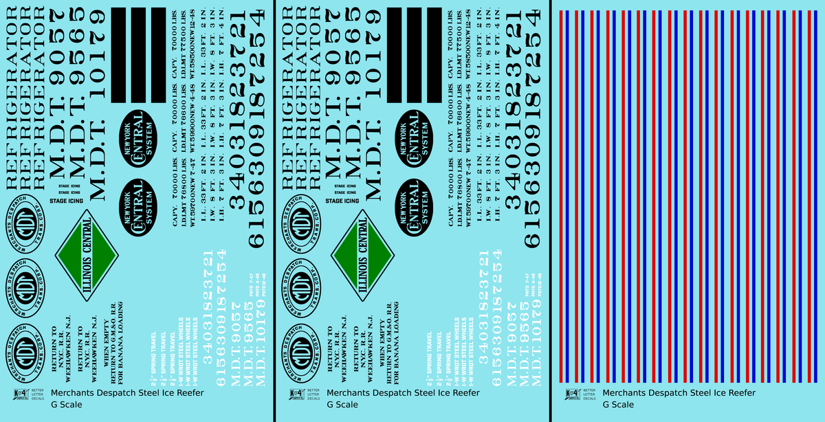 Merchants Despatch MDT NYC IC Steel Ice Reefer  Roman Lettering
