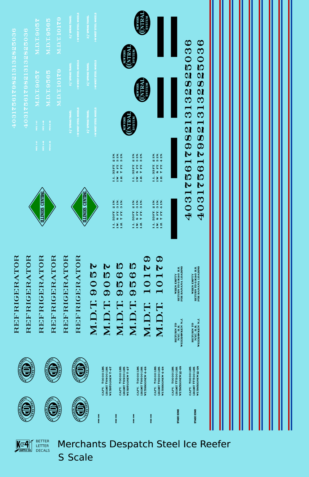 Merchants Despatch MDT NYC IC Steel Ice Reefer  Roman Lettering