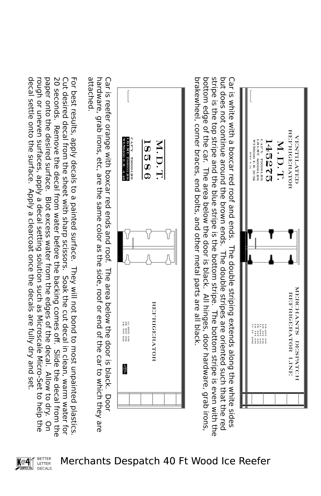 Merchants Despatch MDT Wood Ice Reefer  Roman Lettering