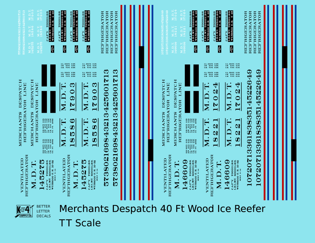 Merchants Despatch MDT Wood Ice Reefer  Roman Lettering