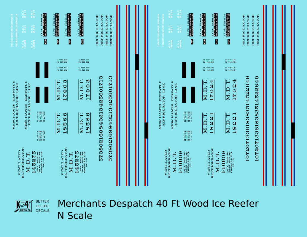 Merchants Despatch MDT Wood Ice Reefer  Roman Lettering