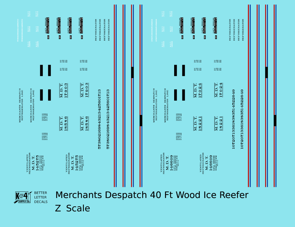 Merchants Despatch MDT Wood Ice Reefer  Roman Lettering