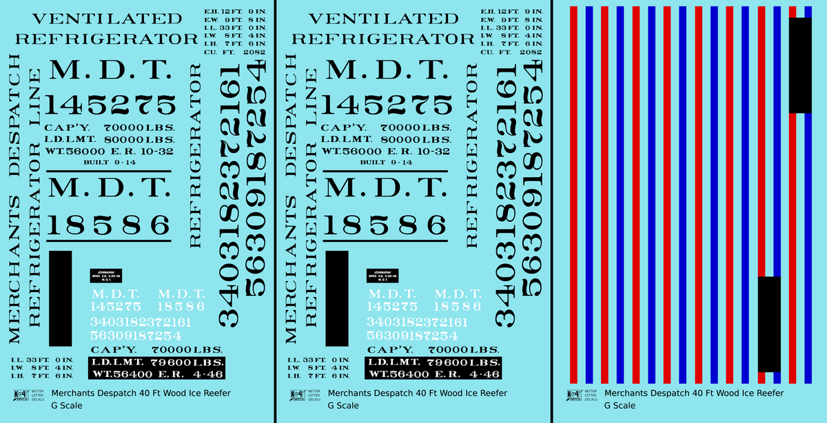 Merchants Despatch MDT Wood Ice Reefer  Roman Lettering