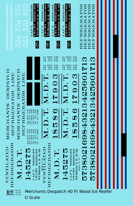 Merchants Despatch MDT Wood Ice Reefer  Roman Lettering