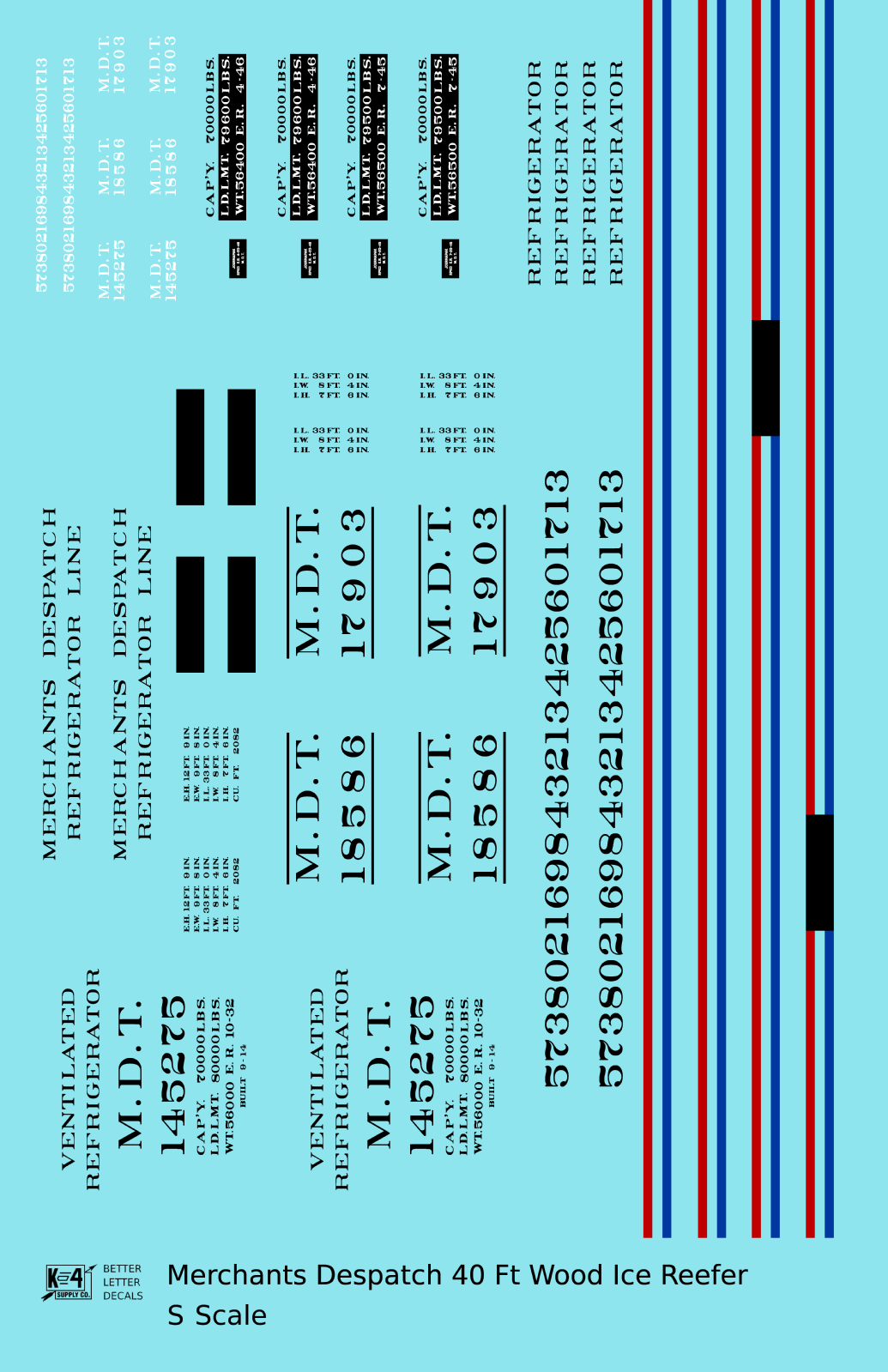 Merchants Despatch MDT Wood Ice Reefer  Roman Lettering