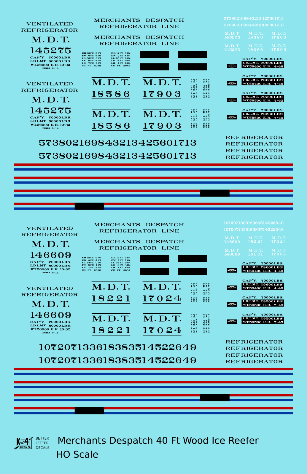 Merchants Despatch MDT Wood Ice Reefer  Roman Lettering