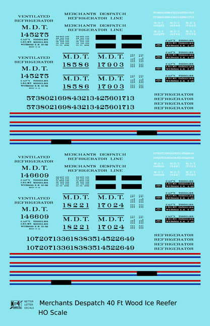 Merchants Despatch MDT Wood Ice Reefer  Roman Lettering