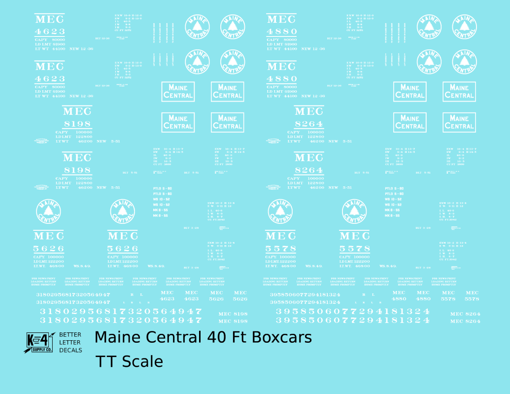 Maine Central 40 Ft Boxcar White
