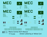 Maine Central 40 Ft Steel Boxcar Green For Yellow Car - Decal - Choose Scale