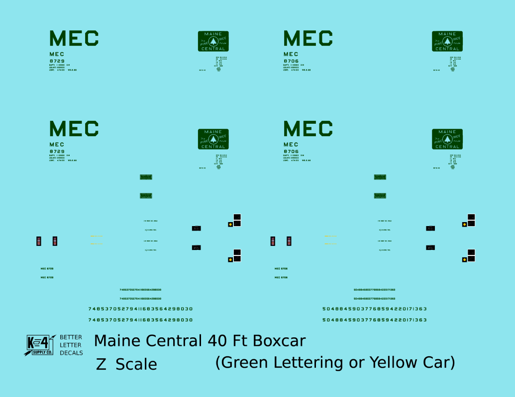 Maine Central 40 Ft Steel Boxcar Green For Yellow Car