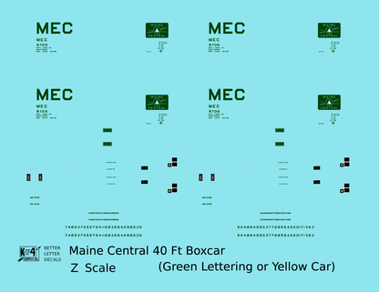 Maine Central 40 Ft Steel Boxcar Green For Yellow Car