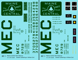Maine Central 40 Ft Steel Boxcar Green For Yellow Car - Decal - Choose Scale