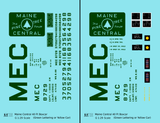 Maine Central 40 Ft Steel Boxcar Green For Yellow Car - Decal - Choose Scale