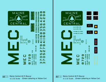 Maine Central 40 Ft Steel Boxcar Green For Yellow Car