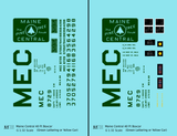 Maine Central 40 Ft Steel Boxcar Green For Yellow Car - Decal - Choose Scale