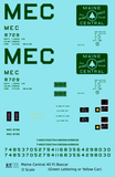 Maine Central 40 Ft Steel Boxcar Green For Yellow Car - Decal Sheet