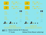 Maine Central 40 Ft Steel Boxcar Yellow Prime Mover - Decal - Choose Scale