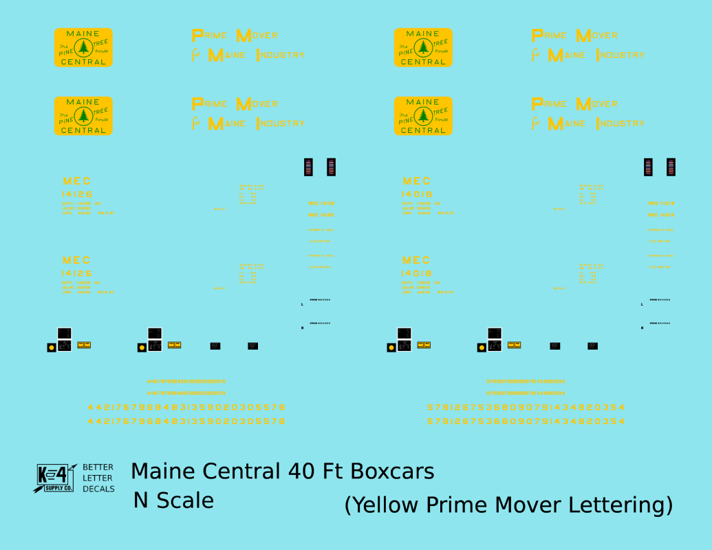 Maine Central 40 Ft Steel Boxcar Yellow Prime Mover