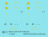 Maine Central 40 Ft Steel Boxcar Yellow Prime Mover - Decal - Choose Scale