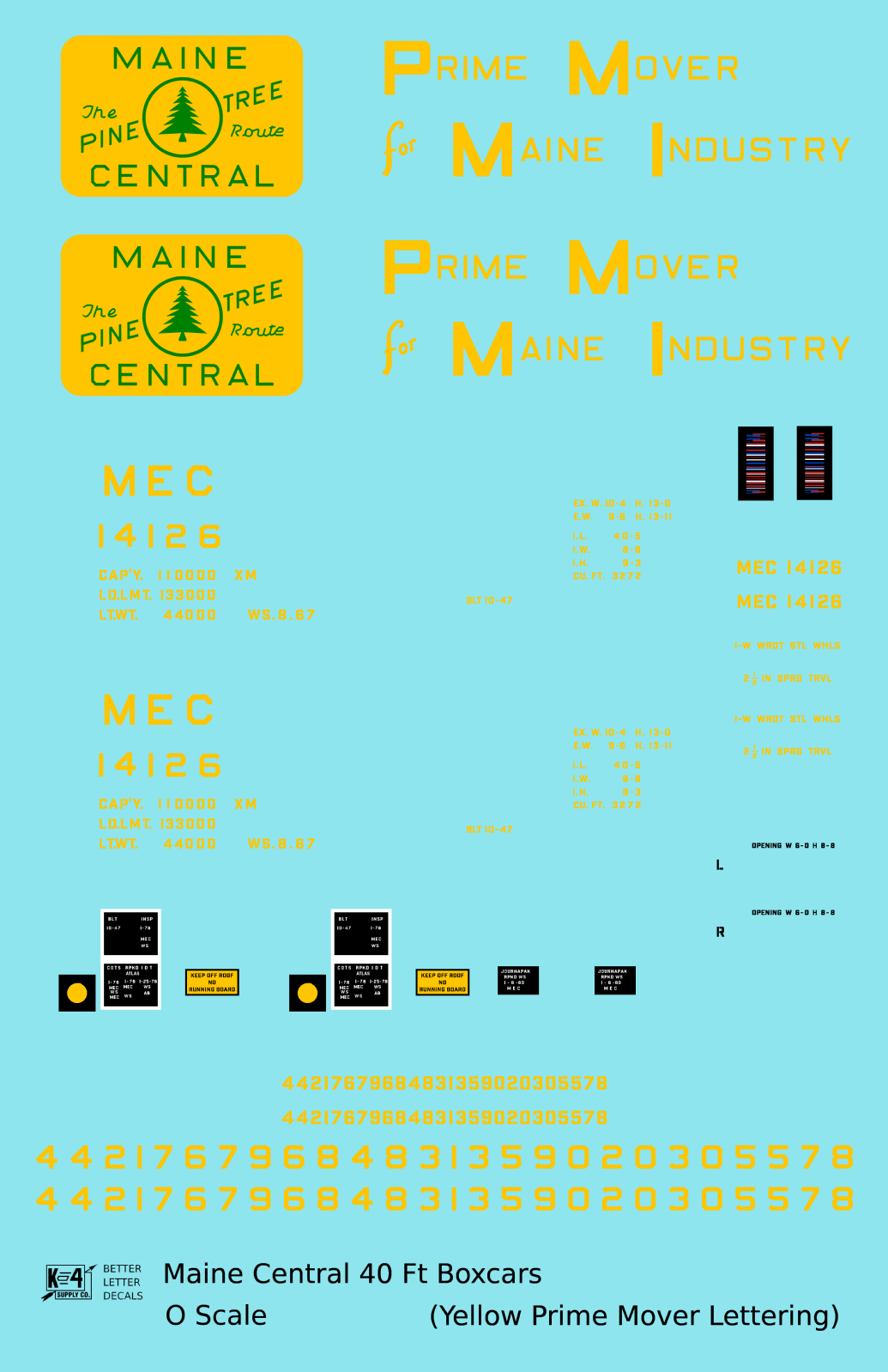 Maine Central 40 Ft Steel Boxcar Yellow Prime Mover
