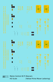 Maine Central 40 Ft Steel Boxcar Yellow Prime Mover - Decal - Choose Scale