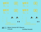 Maine Central 40 Ft Steel Boxcar Yellow Unfilled Herald - Decal - Choose Scale