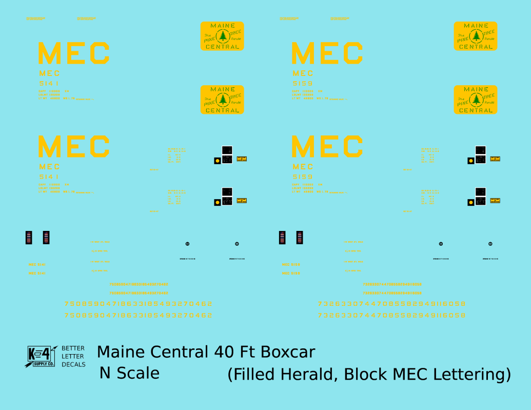 Maine Central 40 Ft Steel Boxcar Yellow Filled Yellow