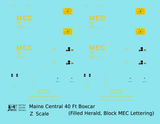 Maine Central 40 Ft Steel Boxcar Yellow Filled Yellow - Decal - Choose Scale