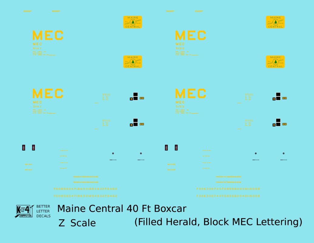 Maine Central 40 Ft Steel Boxcar Yellow Filled Yellow