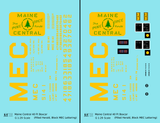 Maine Central 40 Ft Steel Boxcar Yellow Filled Yellow - Decal - Choose Scale