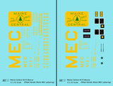 Maine Central 40 Ft Steel Boxcar Yellow Filled Yellow - Decal - Choose Scale