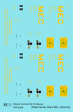 Maine Central 40 Ft Steel Boxcar Yellow Filled Yellow - Decal - Choose Scale
