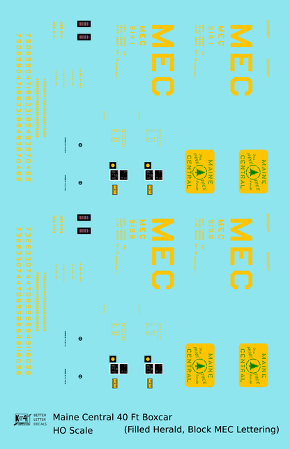 Maine Central 40 Ft Steel Boxcar Yellow Filled Yellow