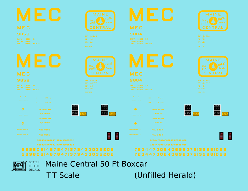 Maine Central 50 Ft Steel Boxcar Yellow Unfilled Herald