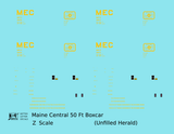 Maine Central 50 Ft Steel Boxcar Yellow Unfilled Herald - Decal - Choose Scale