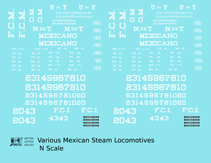 UdeY NdeT FCM Mexicano FCI Various Mexican Steam Locomotives White