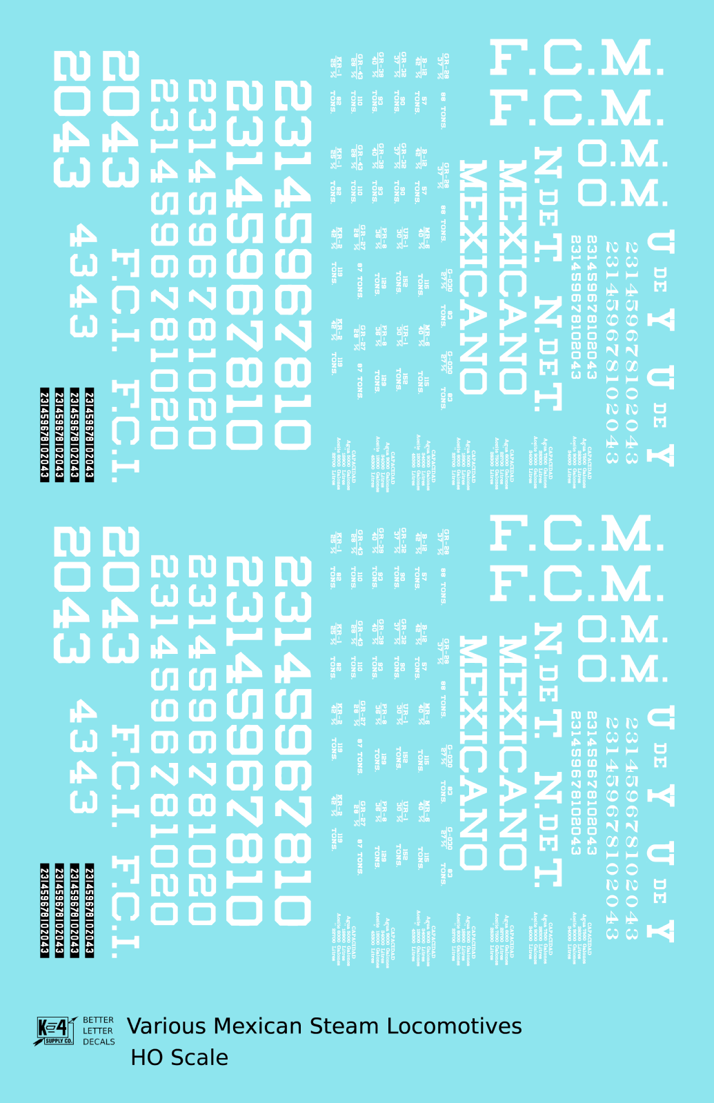 UdeY NdeT FCM Mexicano FCI Various Mexican Steam Locomotives White