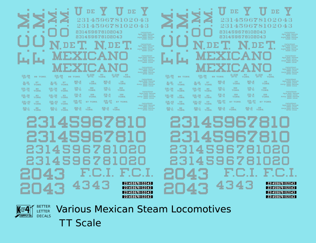 UdeY NdeT FCM Mexicano FCI Various Mexican Steam Locomotives Silver