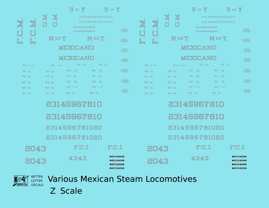 UdeY NdeT FCM Mexicano FCI Various Mexican Steam Locomotives Silver
