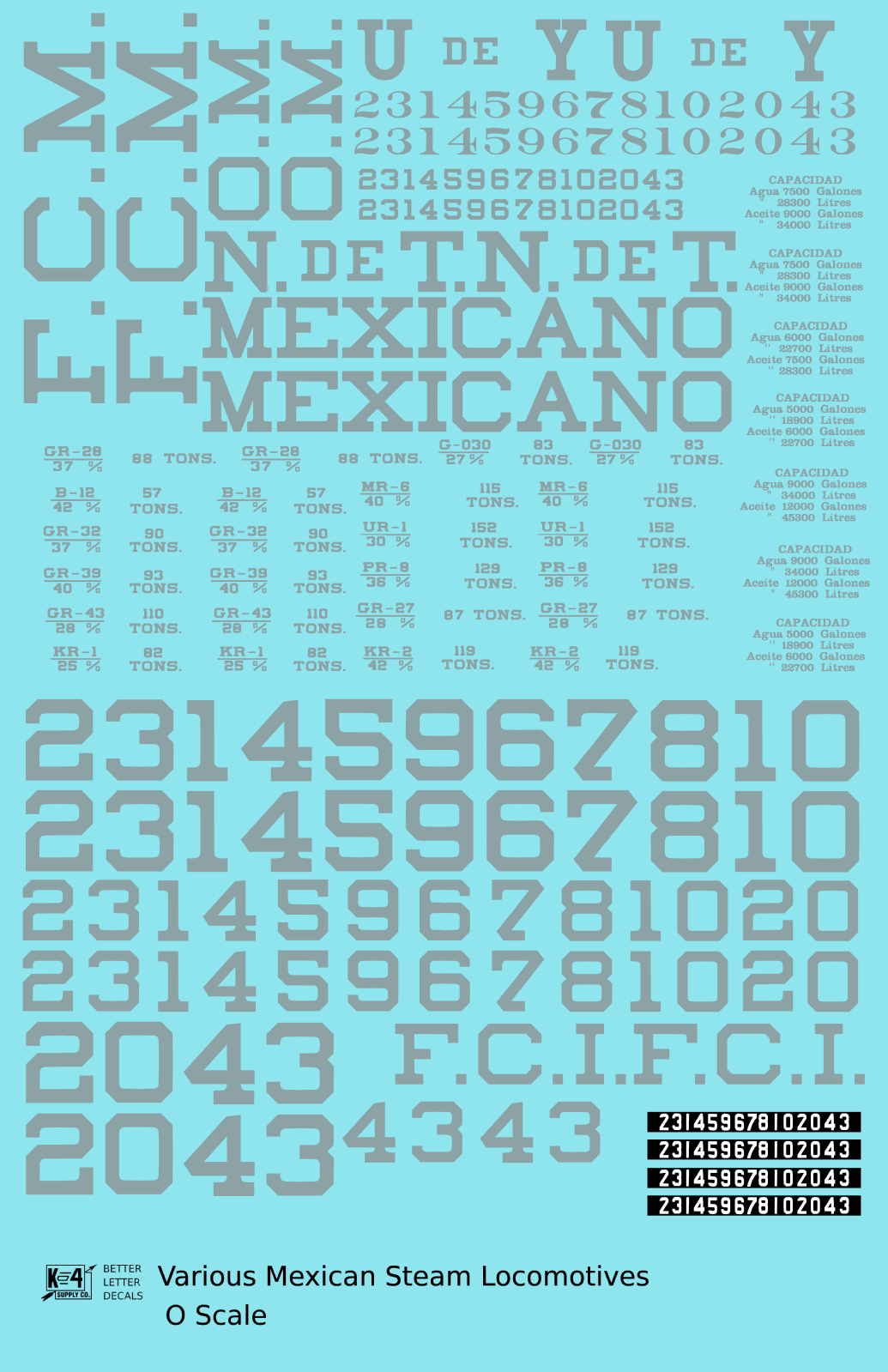 UdeY NdeT FCM Mexicano FCI Various Mexican Steam Locomotives Silver